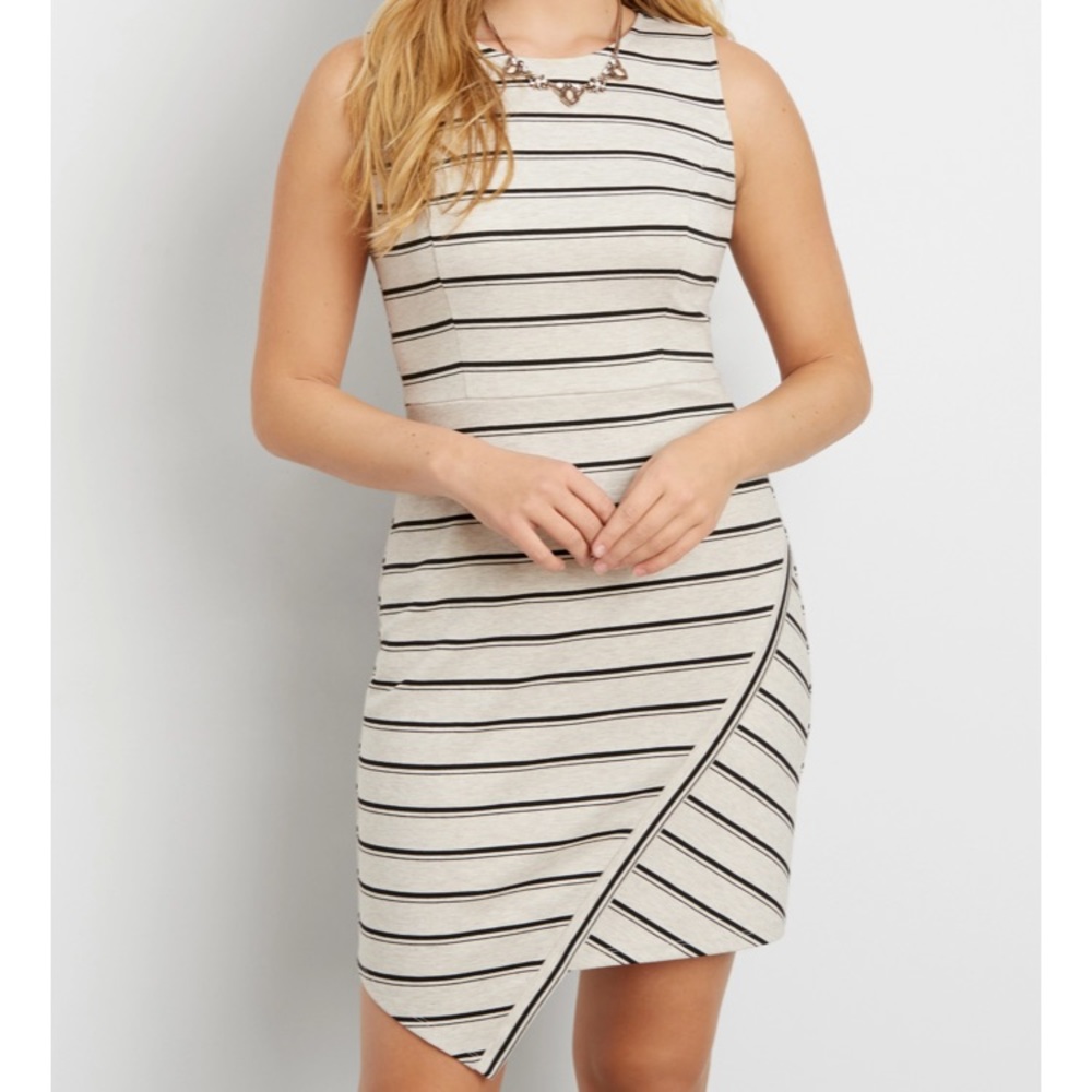 Maurices Striped Bodycon Dress with Asymmetrical Hem (XL)